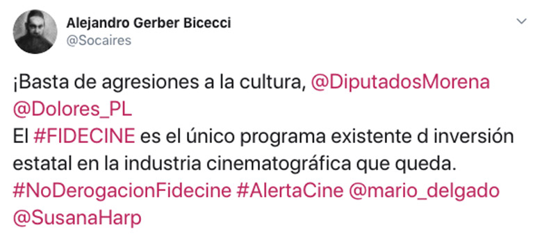 Alejandro Gerber derogación FIDECINE