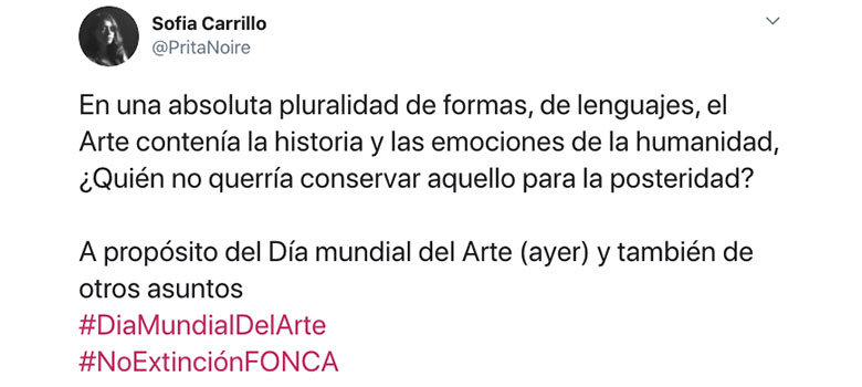 #NoExtinciónFonca Sofía Carrillo